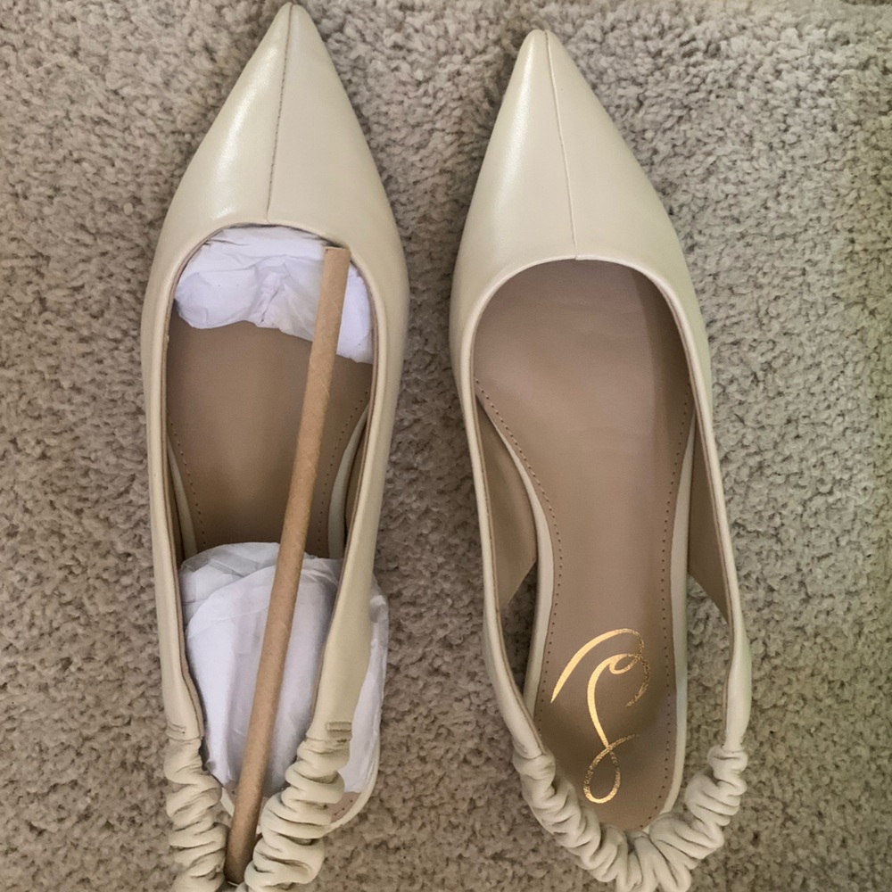 Sam Edelman Beige Pointed Toe Slingback Flats